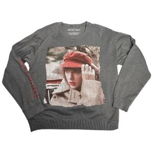 TAYLOR SWIFT Red Album gray long sleeve crewneck sweatshirt sweater L